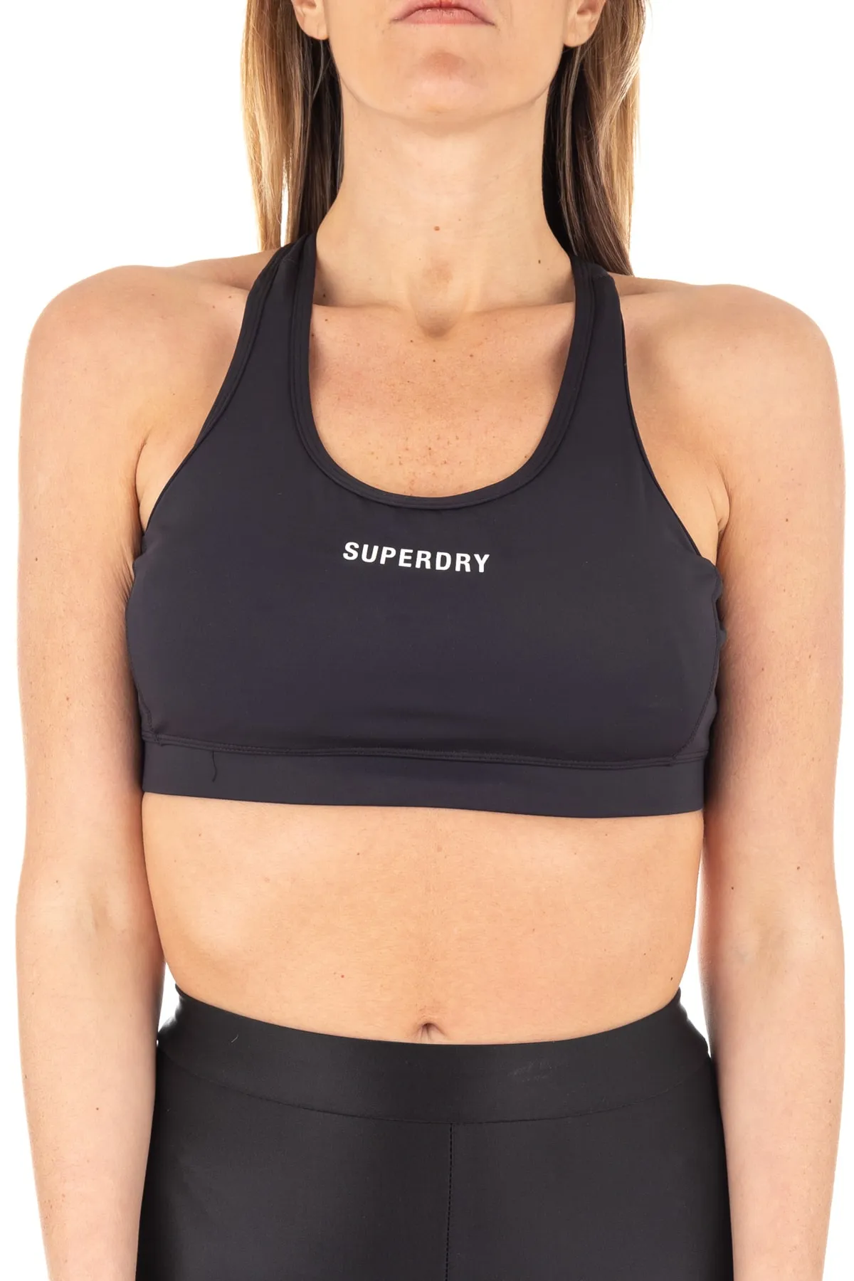 SUPERDRY  Sport-BH - Schwarz - Slogan