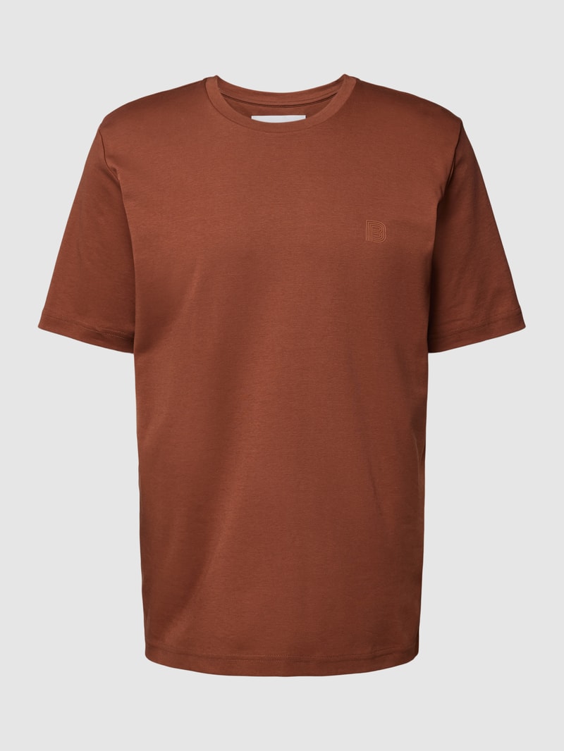 T-Shirt mit Label-Detail Modell 'Tantro' in cognac