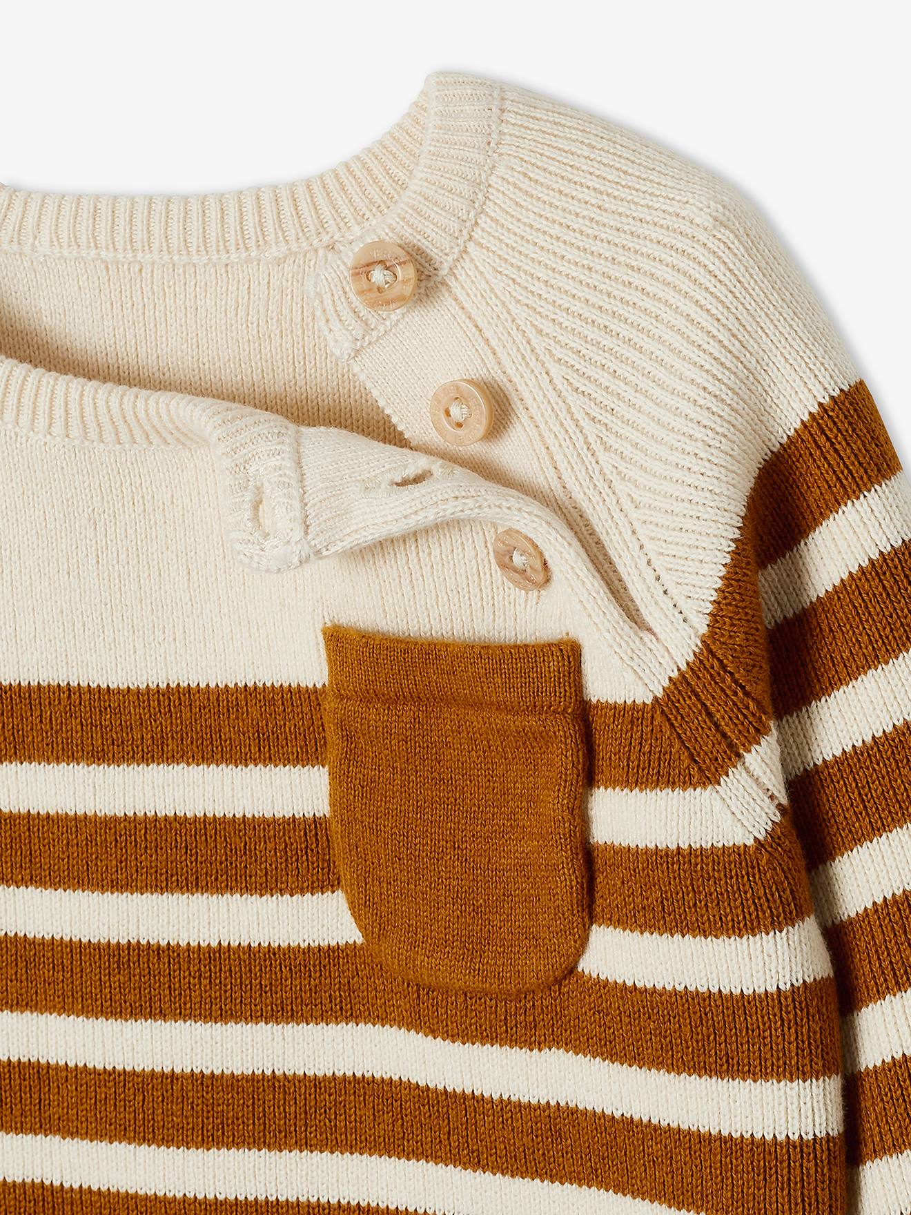 Pull marinière bébé caramel rayé