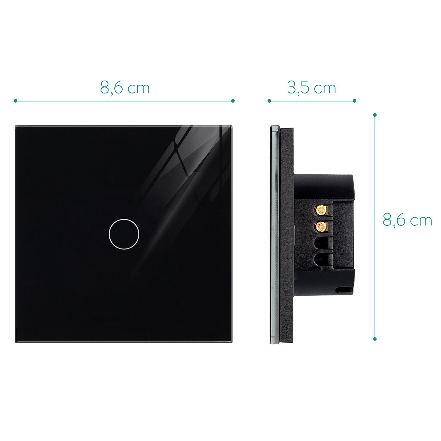Navaris Lichtschalter Touch Wandschalter mit Montagematerial, Glas Panel, Status-LED
