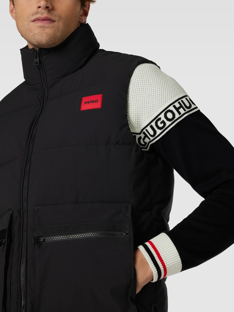 Steppweste mit Label-Patch Modell 'Baltino' in schwarz