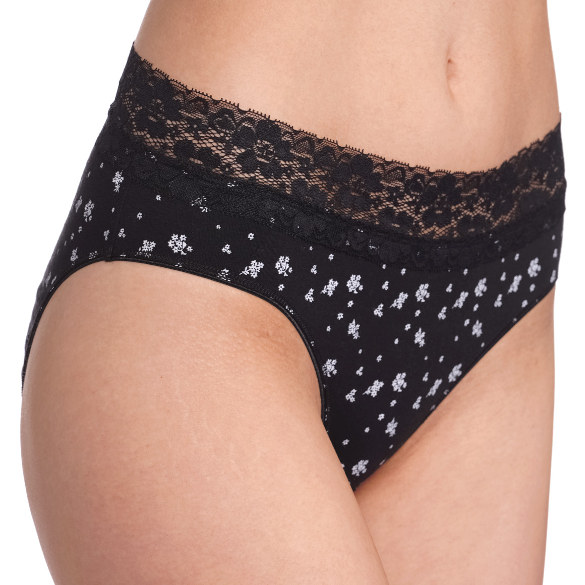 5 Damen Slips mit Spitze am Bund