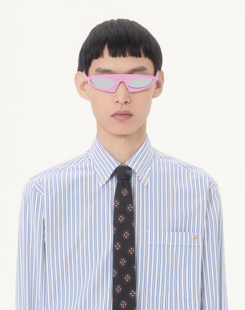 Camisa Valentino de algodão popeline com listras douradas