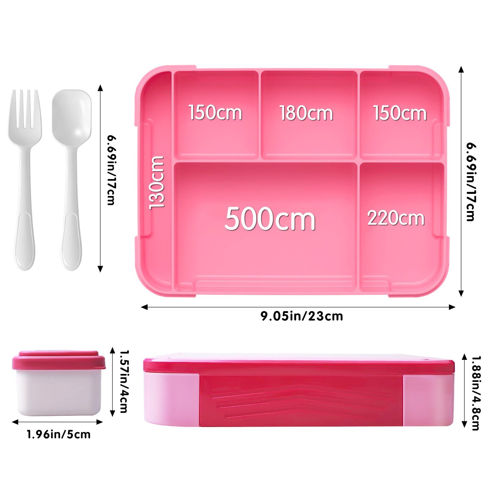 MDHAND Lunchbox Rechteckige Bento-Box, Kunststoffe, (1-tlg), Mit Multibesteck