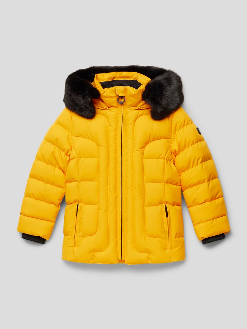 Funktionsjacke mit Kunstfellbesatz Modell 'Belvitesse' in senfgelb