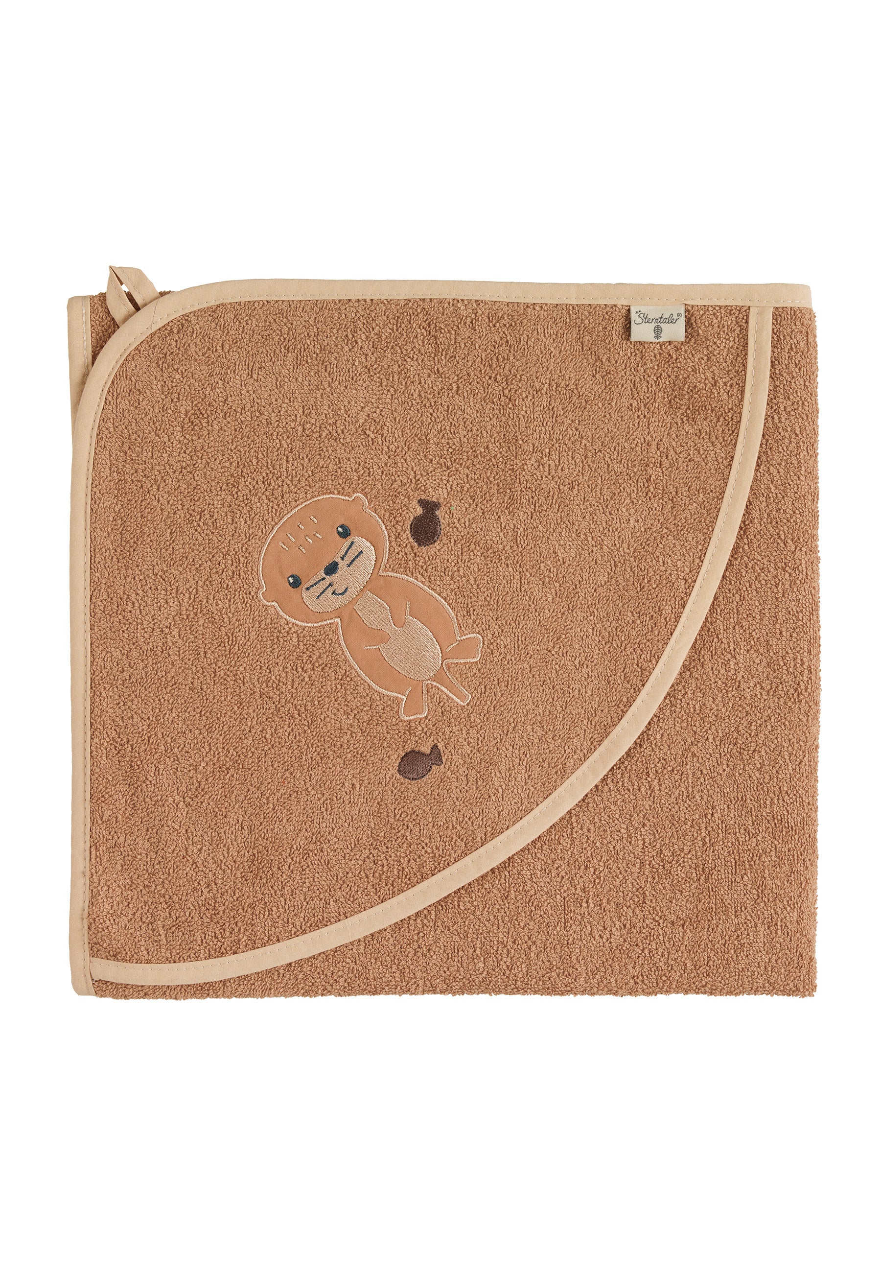GOTS Badetuch 100x100 Otter Otti uni in Braun