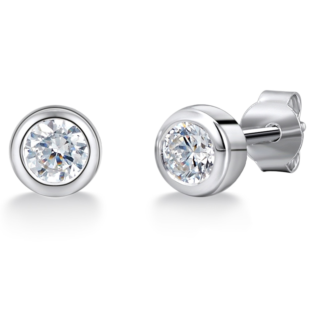 Trilani Puces d'oreilles en argent Argent sterling Oxyde de zirconium (CZ) en Argent Boucles d'oreilles