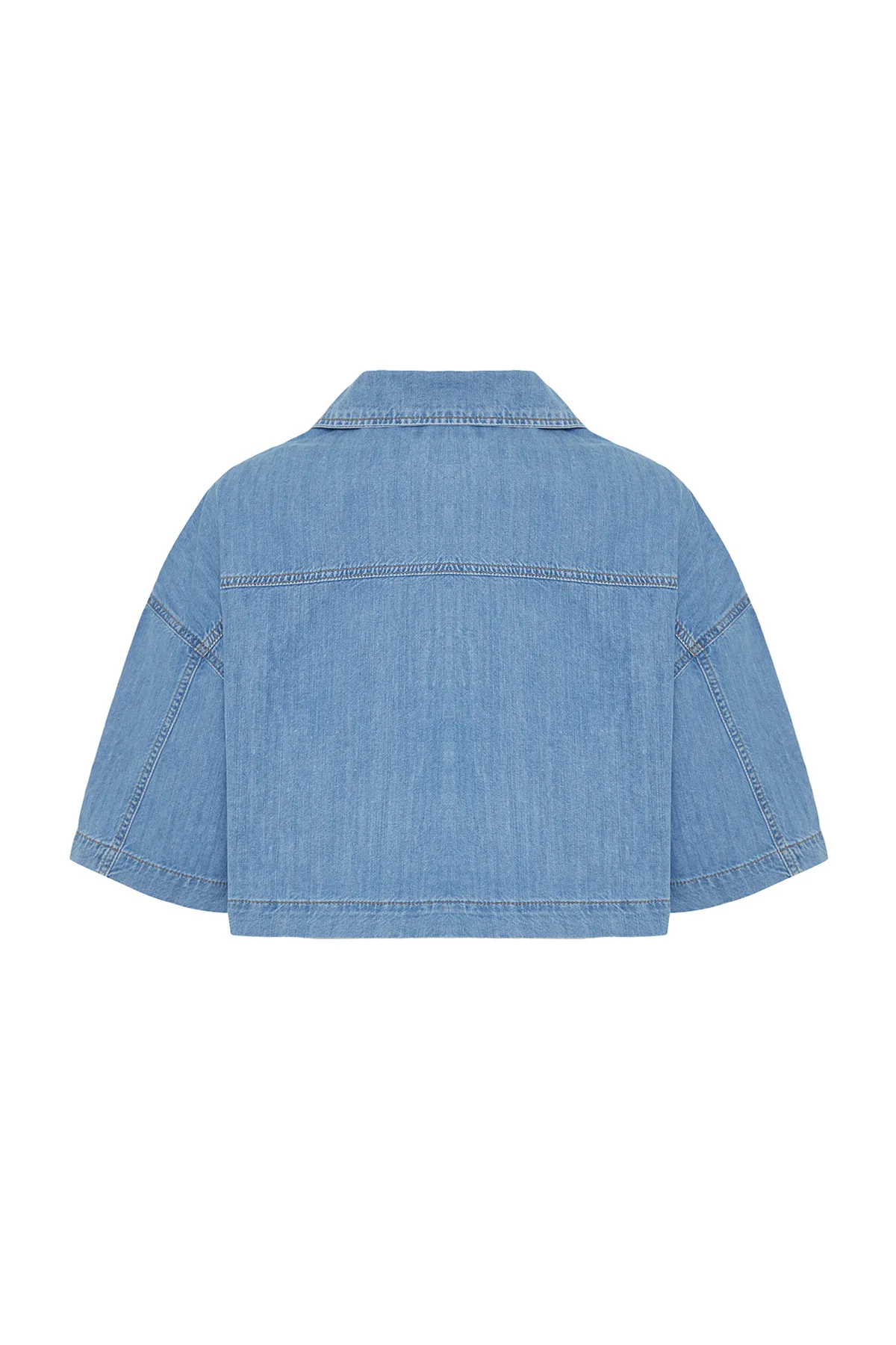 Trendyol Collection  Blaues Kurzarm-Jeanshemd TWOSS24GO00022