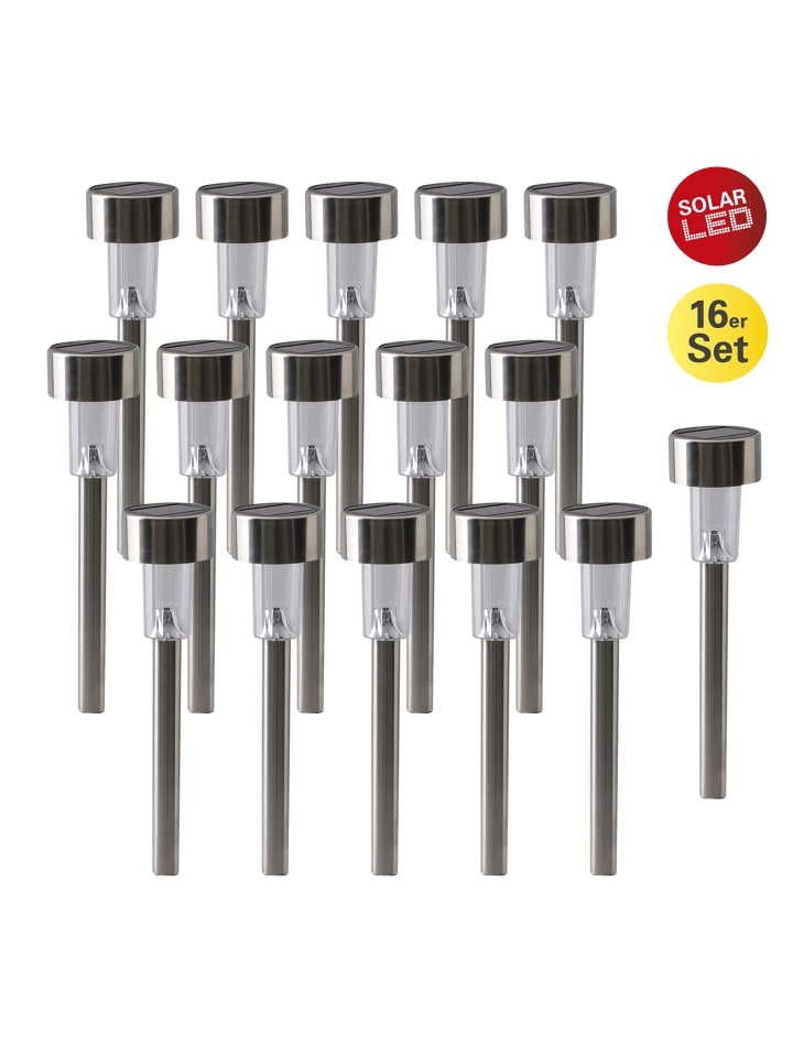 näve LED Solarleuchte in stahl-blank - (L)5.5 cm x (B)5.5 cm x (H)36 cm günstig kaufen onesize