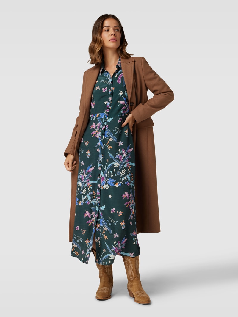 Maxikleid mit Allover-Muster in smaragdgrün