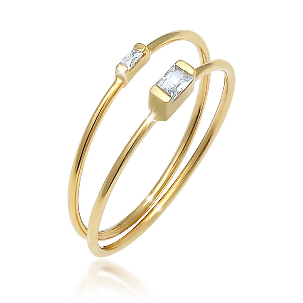 Elli Elli Bague Bague à empiler pour dames en filigrane minimal avec pierres de zircon Bague