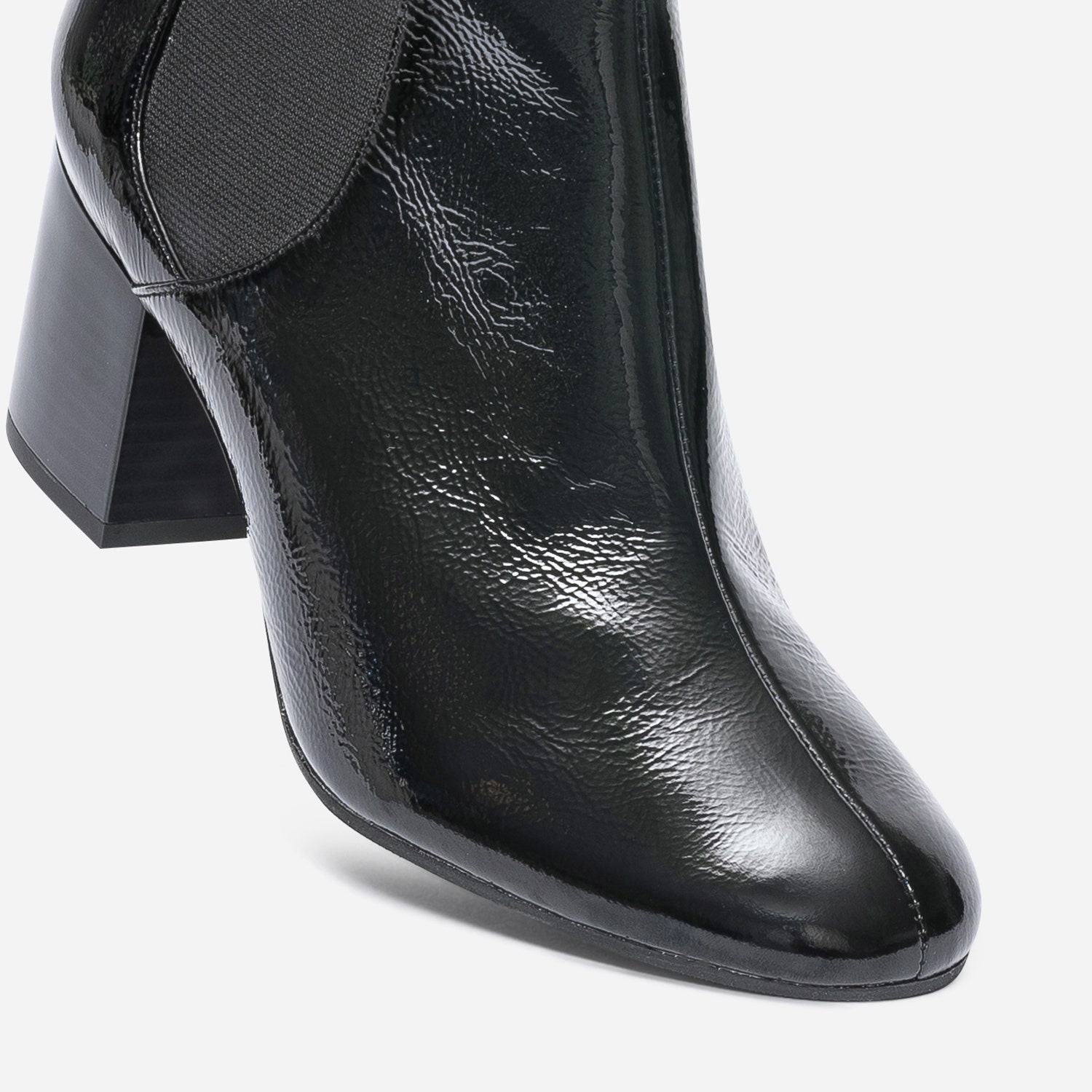 Chelsea boots ERAM FLEX noir en cuir verni