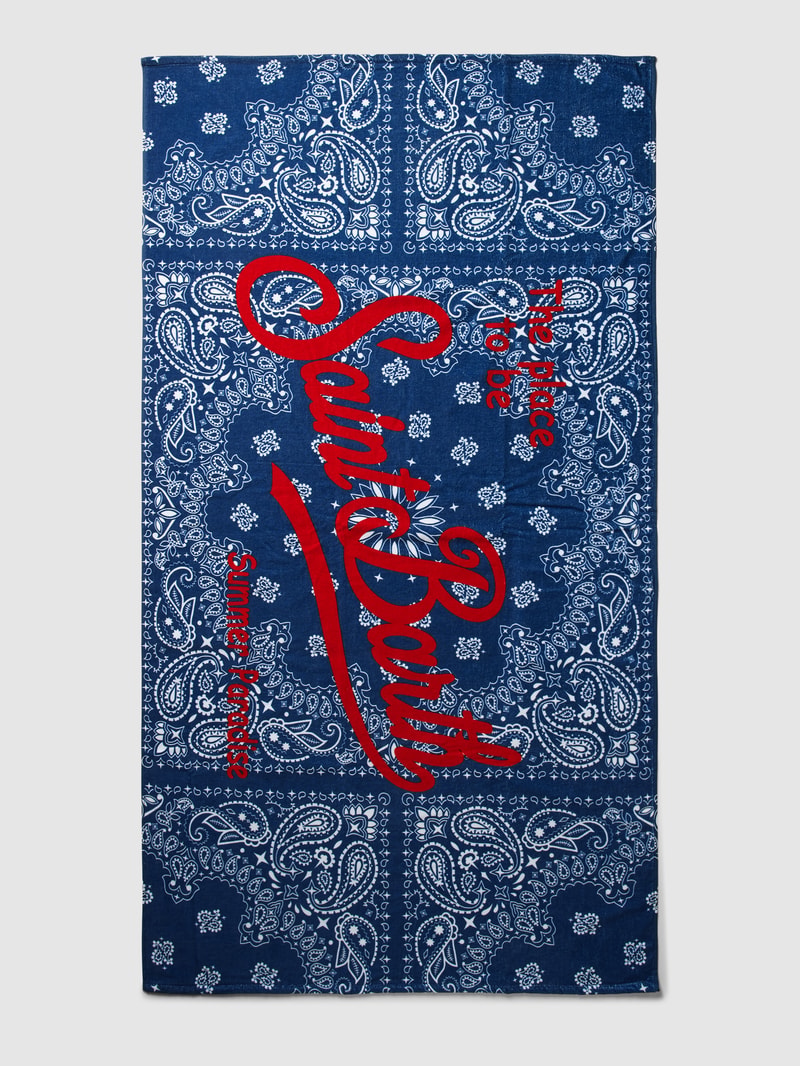 Handtuch mit Label-Print in dunkelblau
