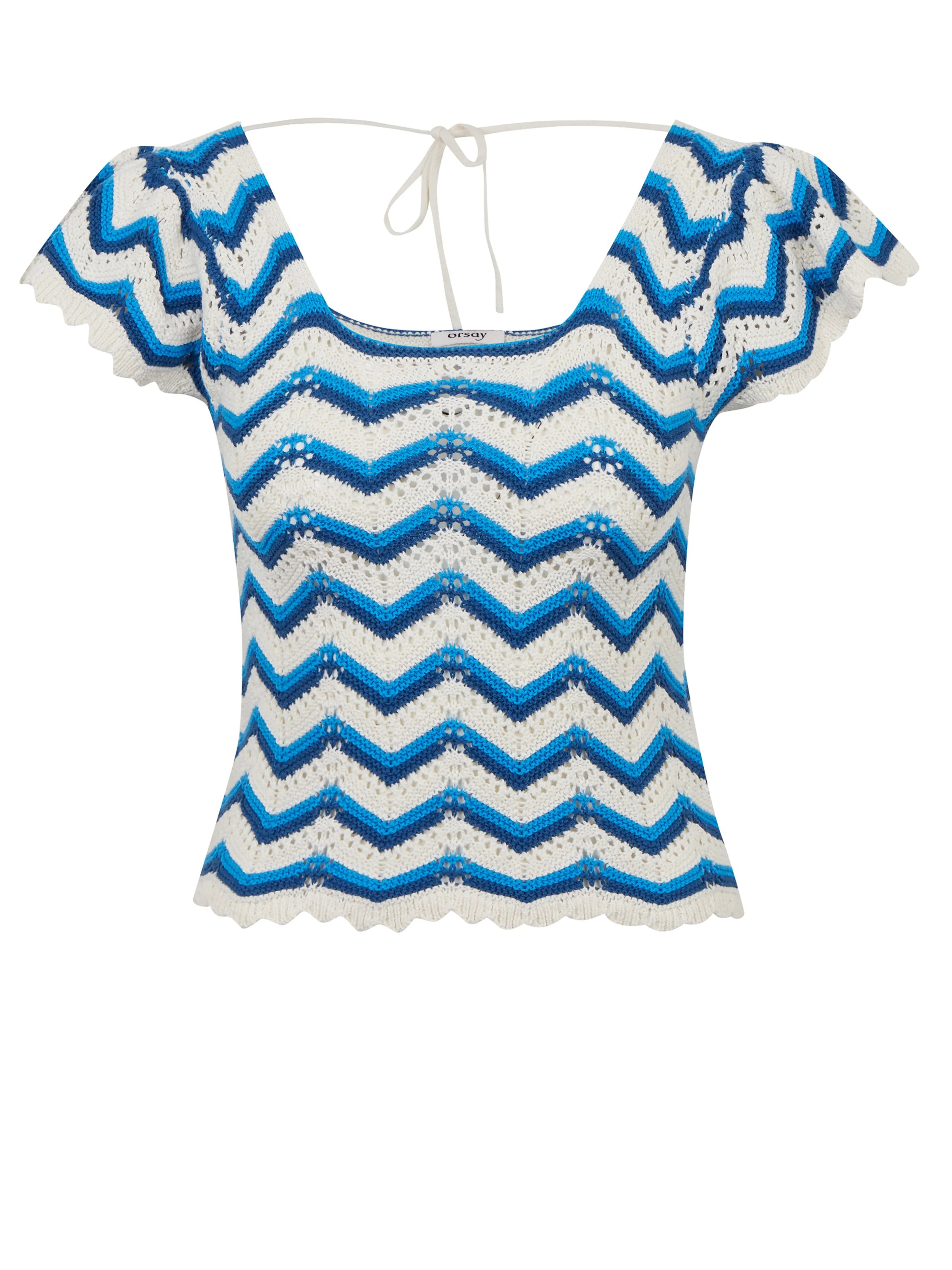 Blau-weiß gemustertes Damen-Pullover-Shirt ORSAY