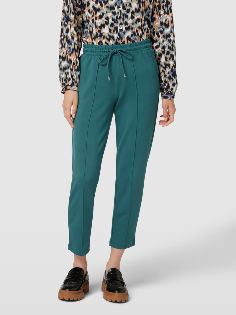 Stoffhose mit Ziernähten in petrol