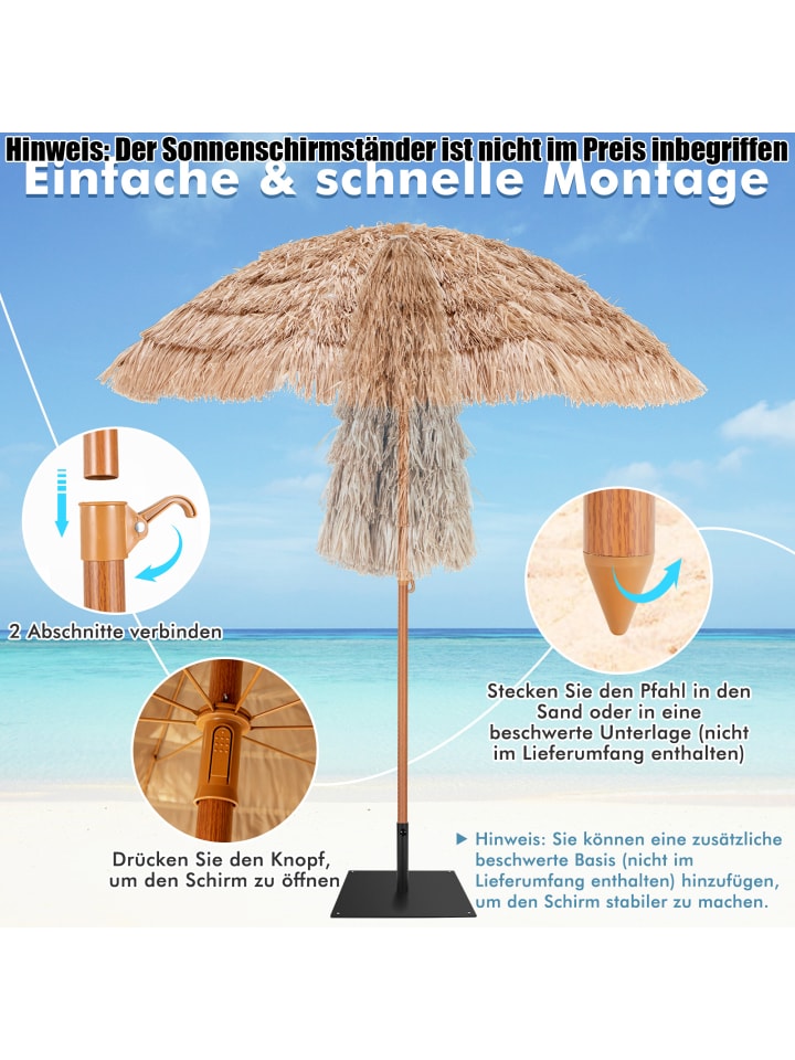 COSTWAY Sonnenschirm Strohschirm φ208cm in Braun günstig kaufen onesize