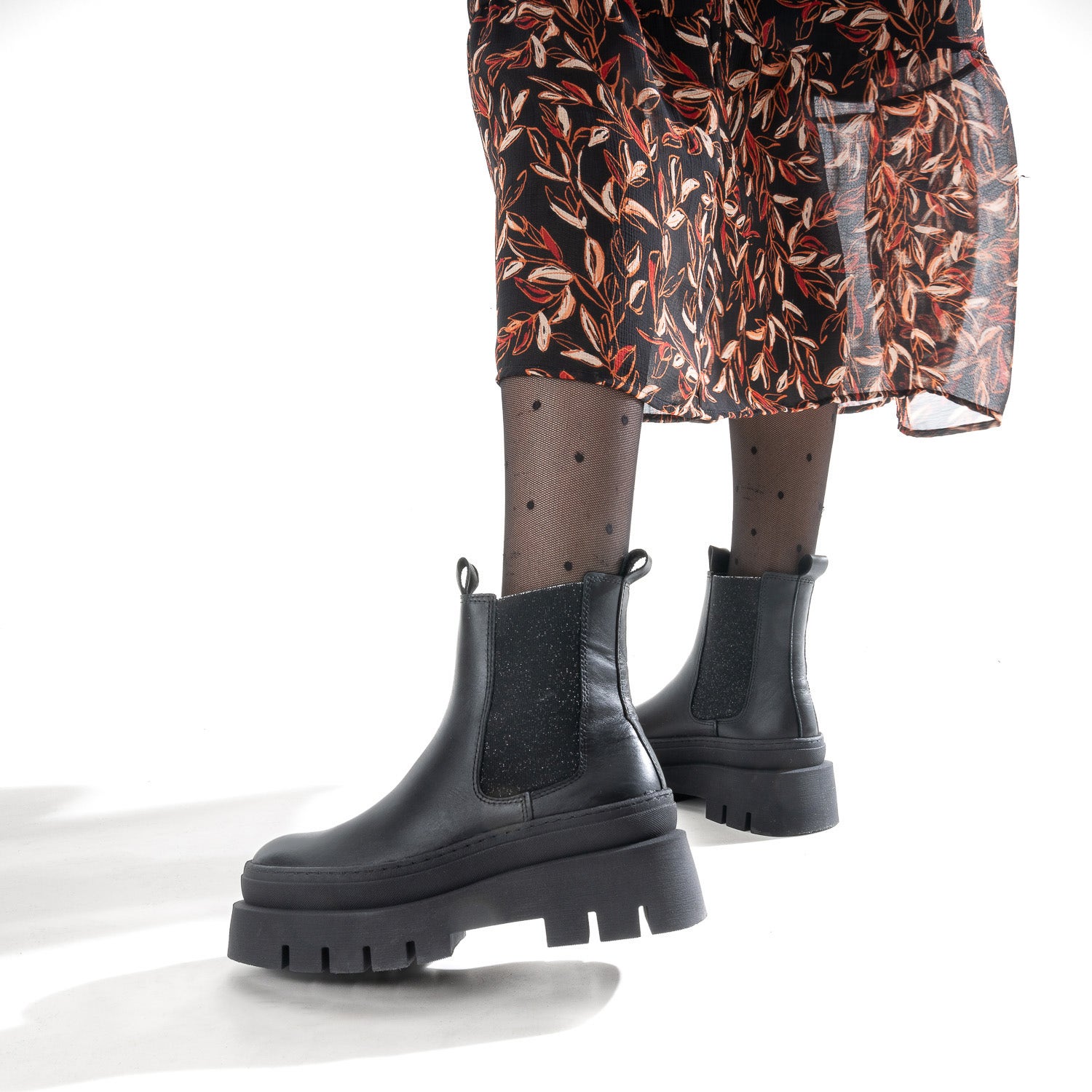 Chelsea boots TEXTO noir cuir éco-conçu maxi crans
