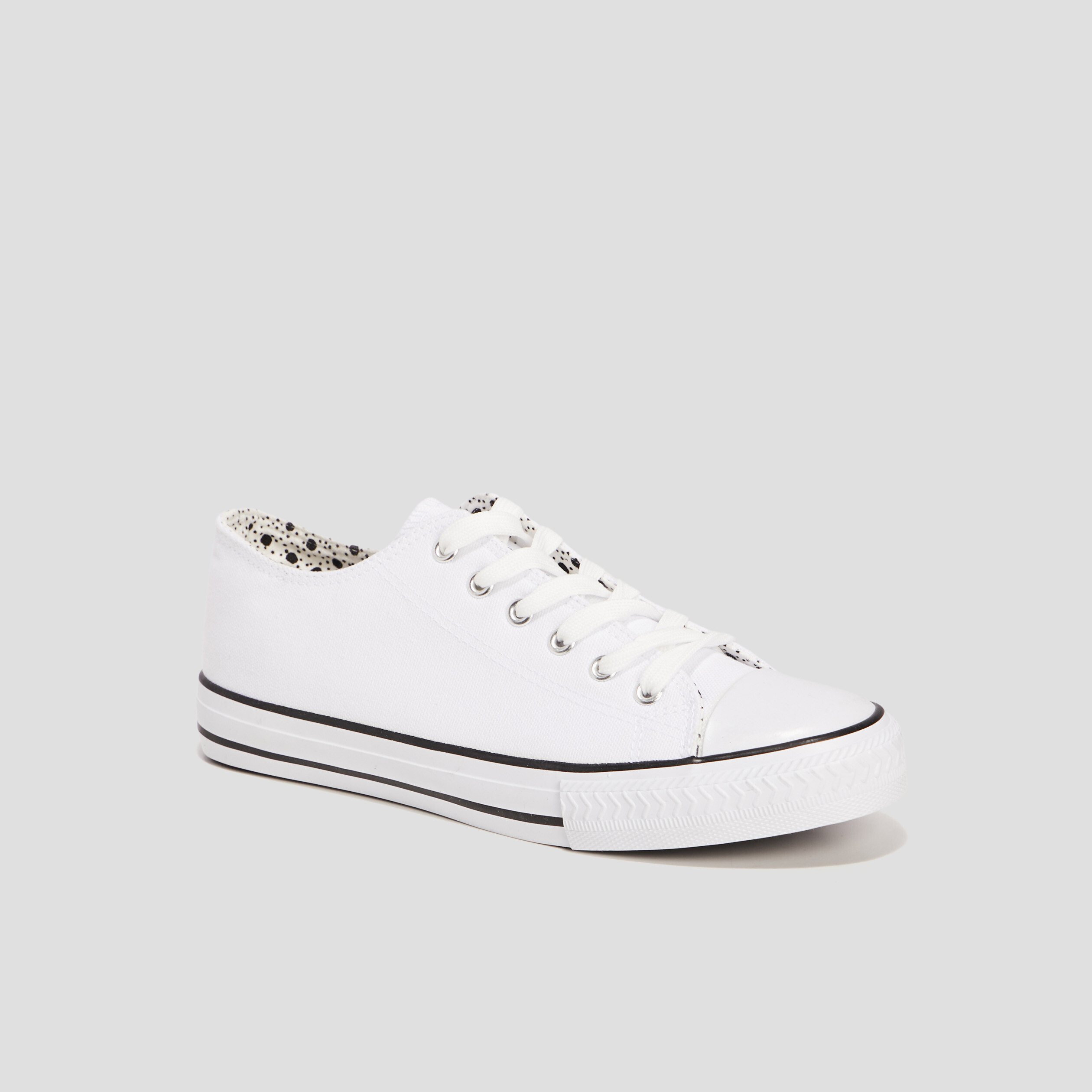 Tennis en toile à lacets blanc femme | La Halle