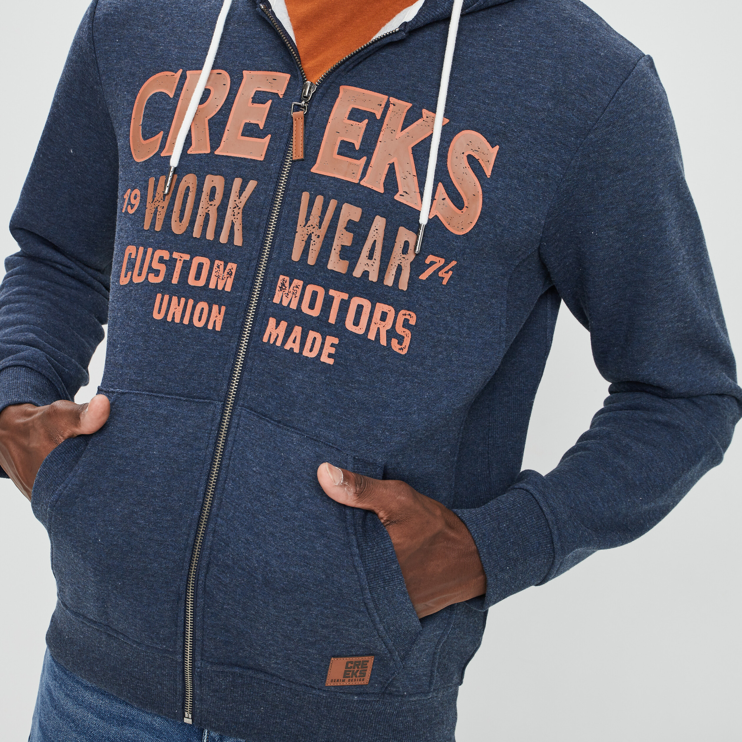 Sweat zippé à capuche Creeks bleu marine homme | La Halle