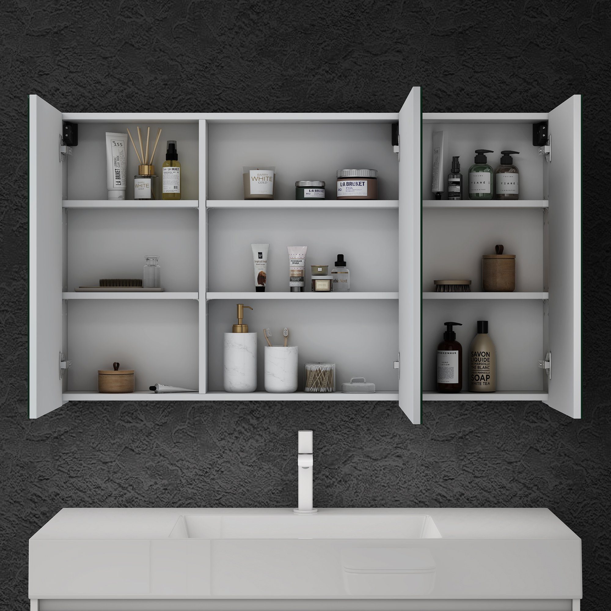 doporro Badezimmerspiegelschrank Wandchrank Aufbewahrungsschrank Badezimmer Spiegelschrank02