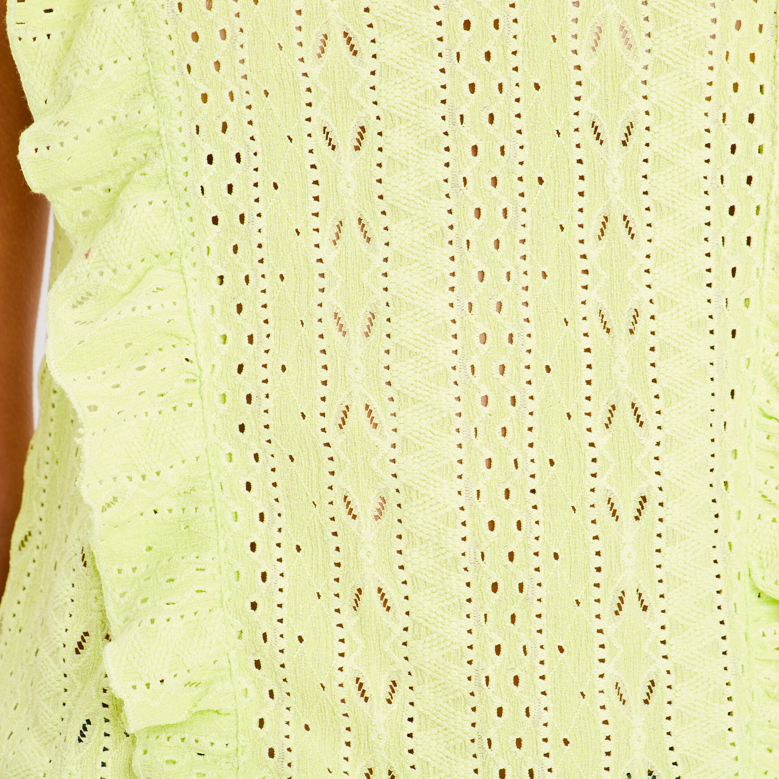 Blouse brodée avec volants vert fluo femme | Cache Cache