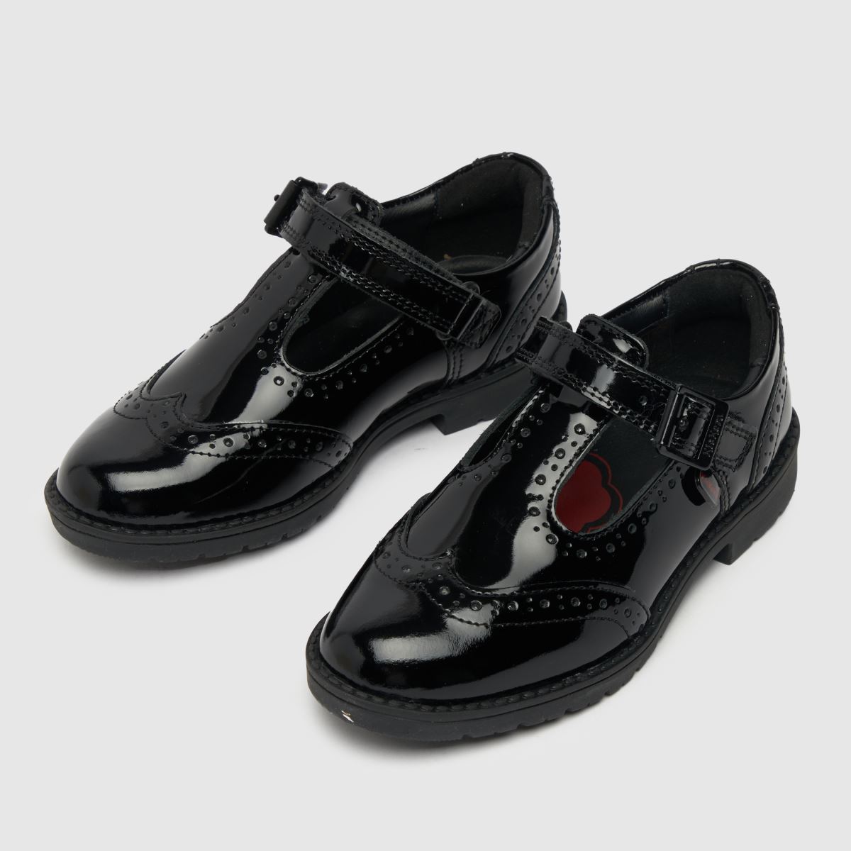 Kickers fekete, lachly brogue T-karika alakú lányka kisgyermek cipő