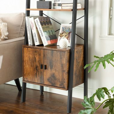 VASAGLE Standregal Bücherregal, Leiterregal, mit Schrank, 4 Ablagen