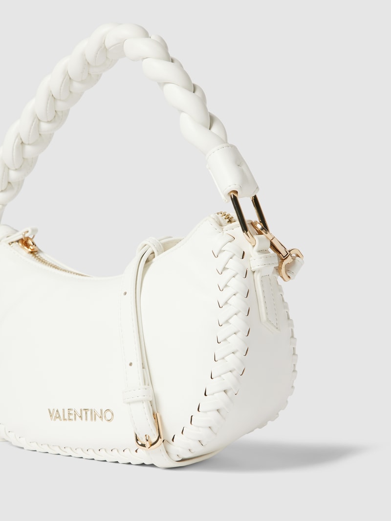 Shoulder Bag mit Flecht-Details Modell 'VARSAVIA' in weiß