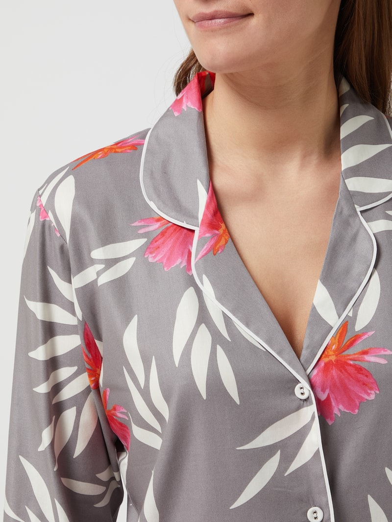Pyjama-Oberteil mit floralem Muster Modell 'Mallory' in mittelgrau