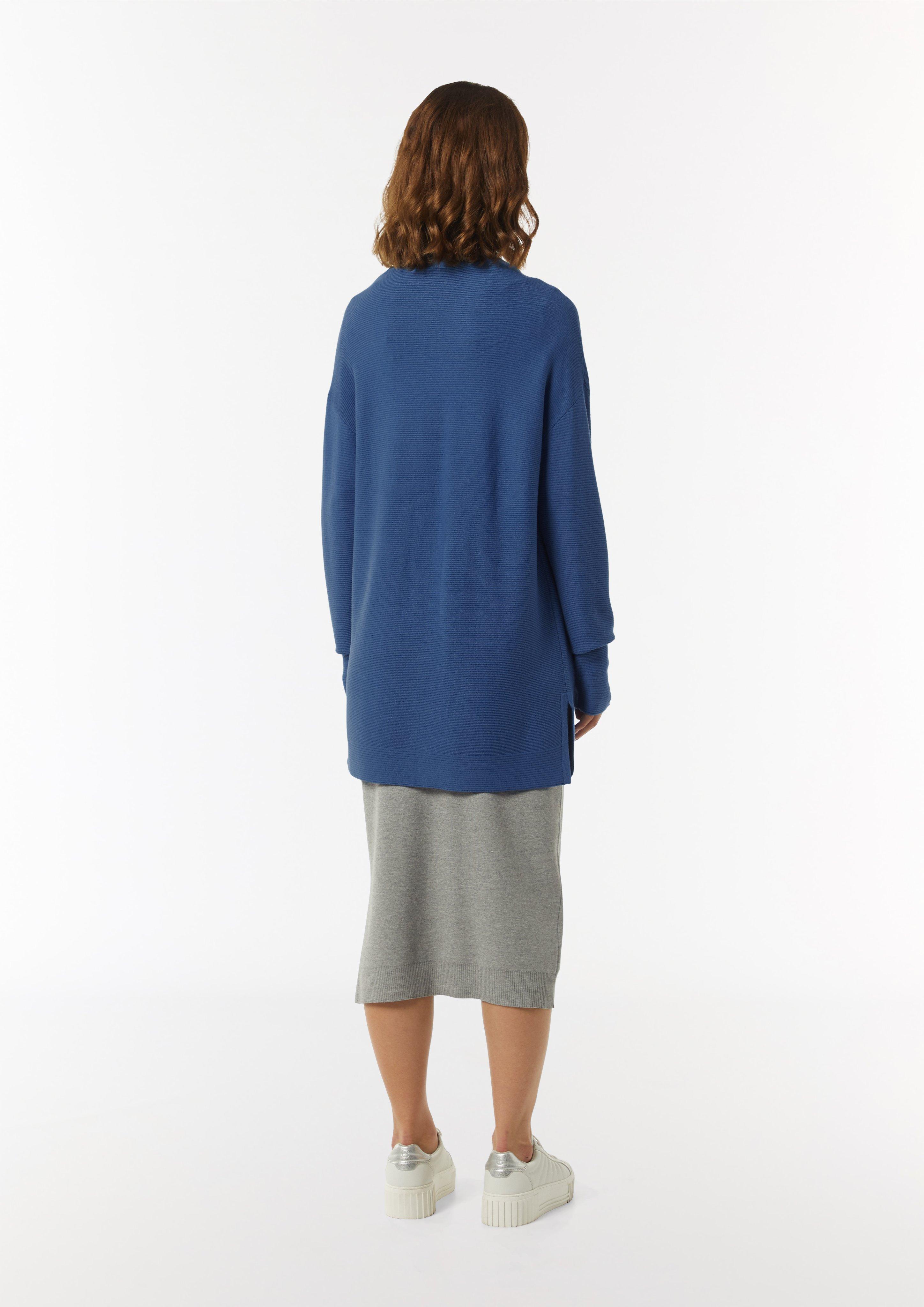 Gerippte Strickjacke im Relaxed Fit - blau