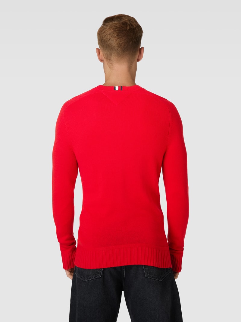 Strickpullover mit Label-Stitching Modell 'MERINO' in rot