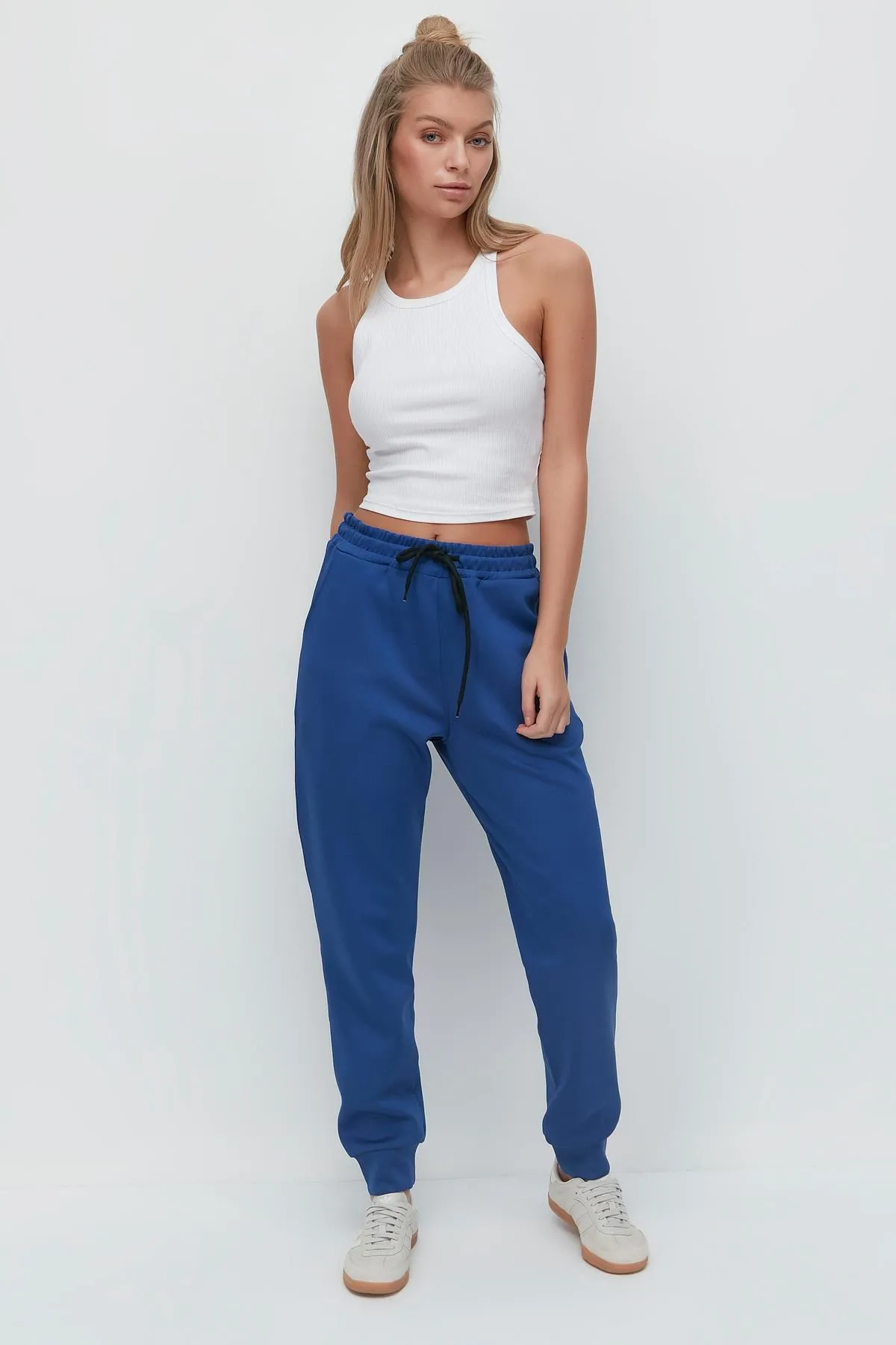C&City  Jogginghose mit Bündchen am Bein 803 Sax