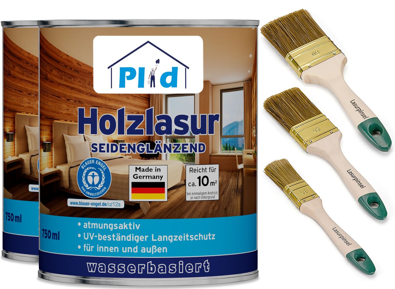 Plid Premium Holzlasur Holzschutzlasur Holzschutz Lasurpinsel Grau