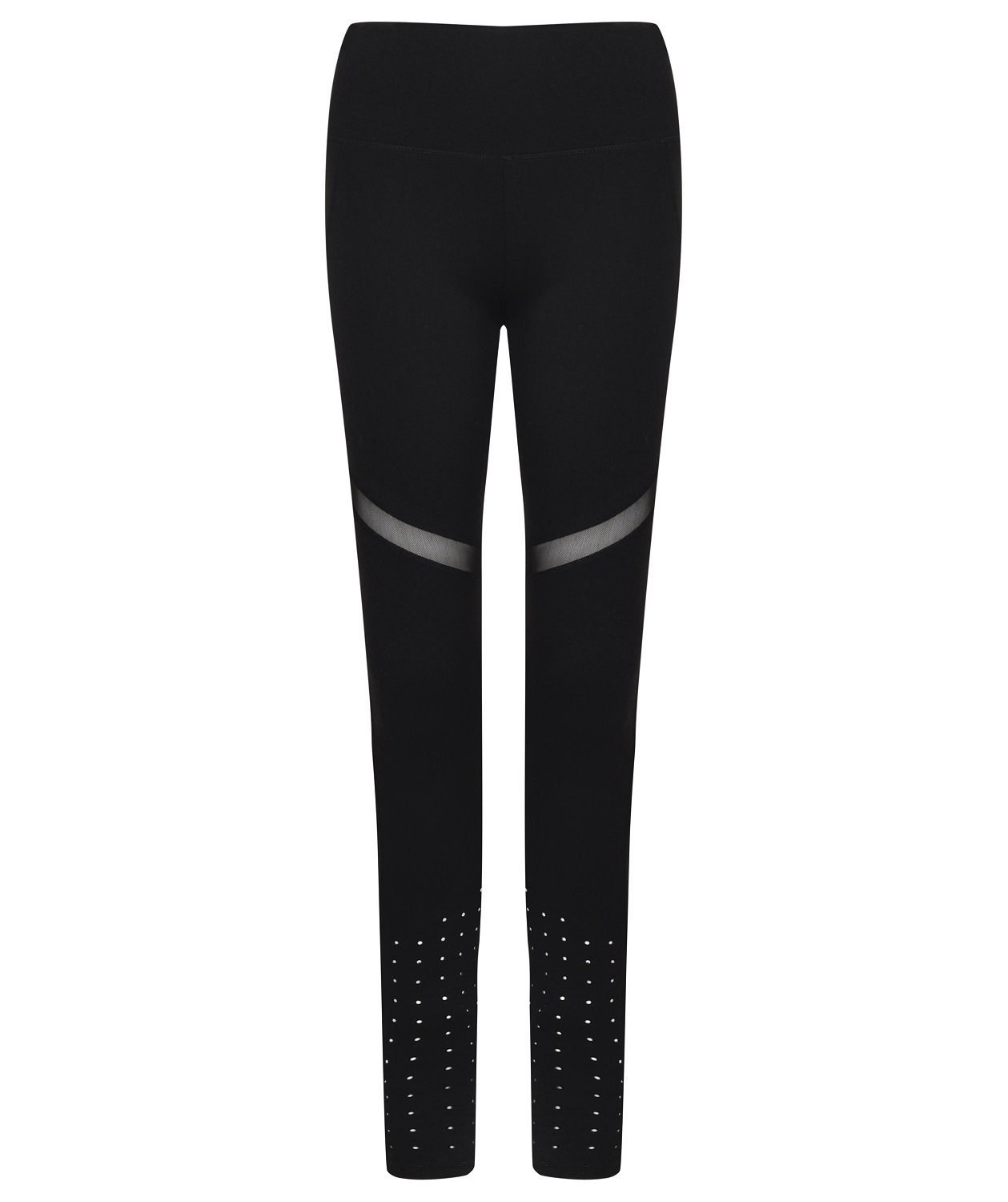 Tombo Leggings Damen Leggings mit Mesh-Streifen vorne u. hinten am Oberschenkel Blickdichtes Stretch-Gewebe, XS bis XXL