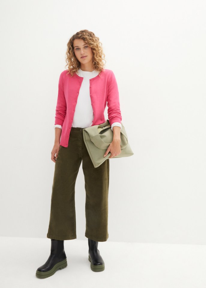 Basic Feinstrickjacke mit recycelter Baumwolle