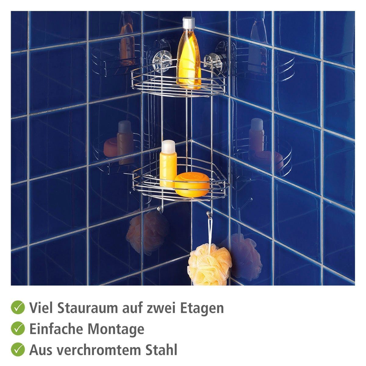 WENKO Duschablage Vacuum-Loc 2 Etagen, 2 Etagen