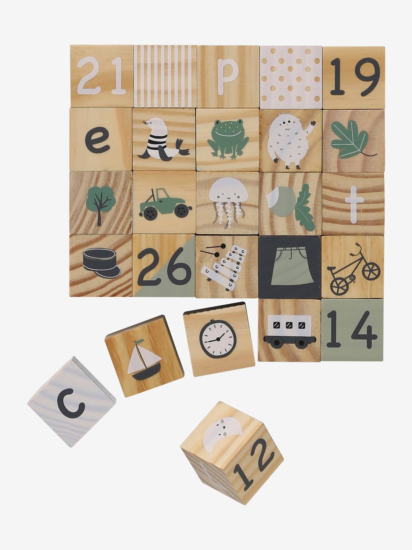 Cubes alphabet en bois FSC® multicolore