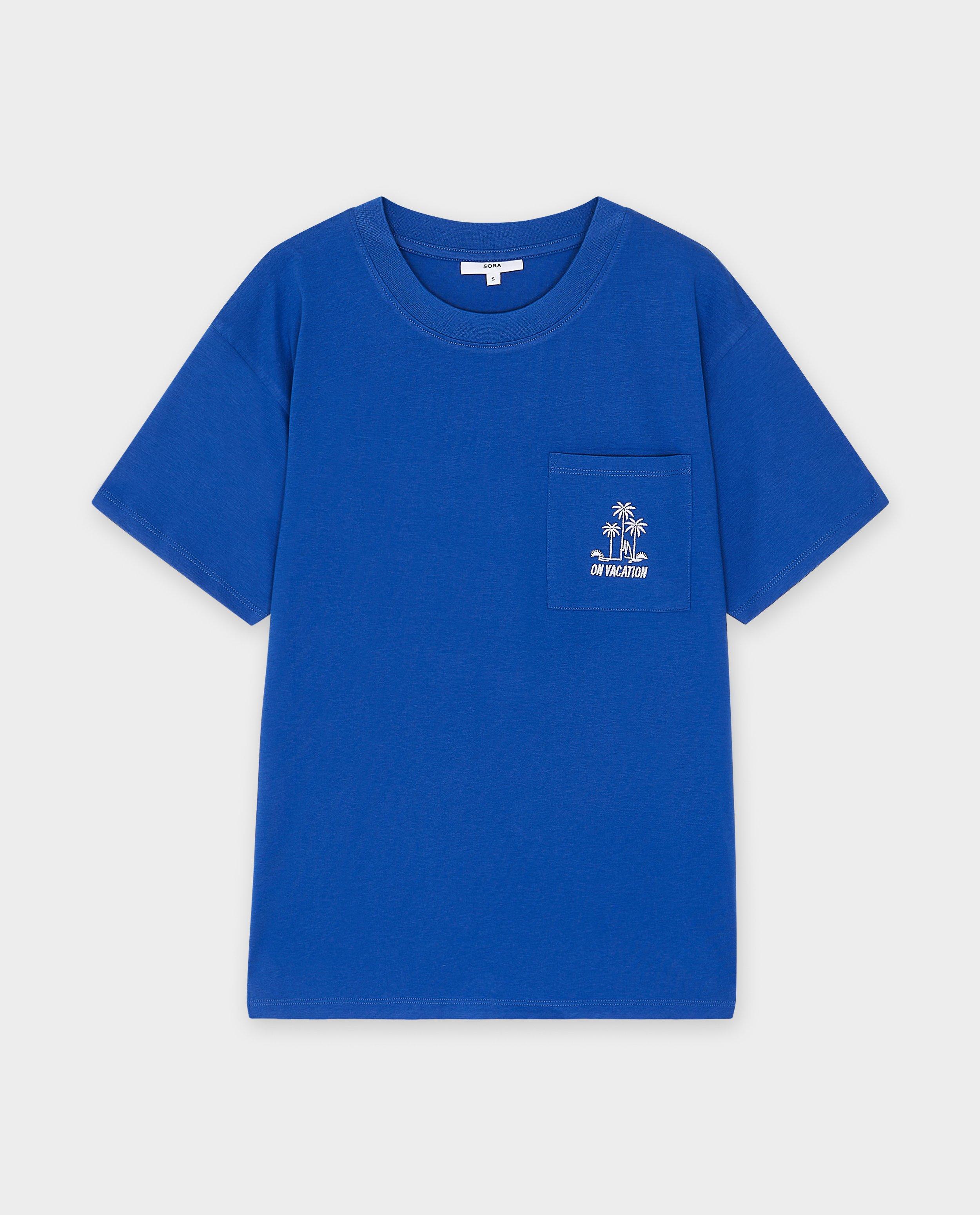 Tricou Sora cu broderie albastră