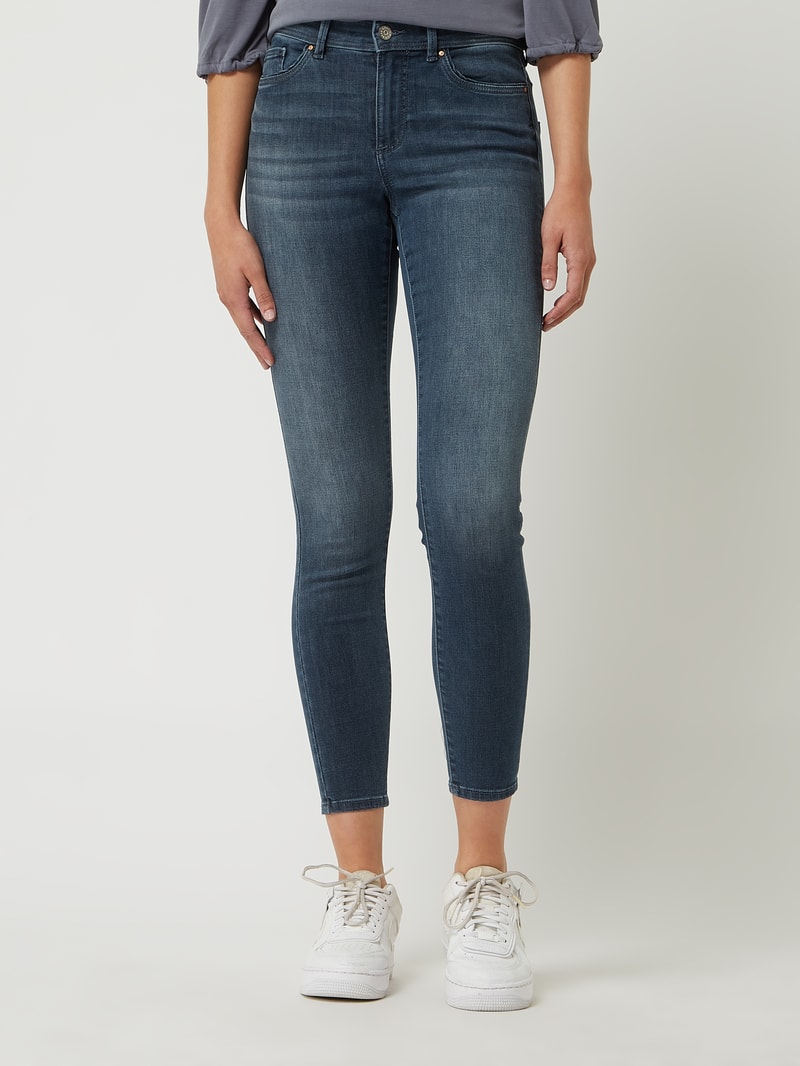 Skinny Fit Mid Waist Jeans mit Stretch-Anteil Modell 'Wauw' in dunkelblau