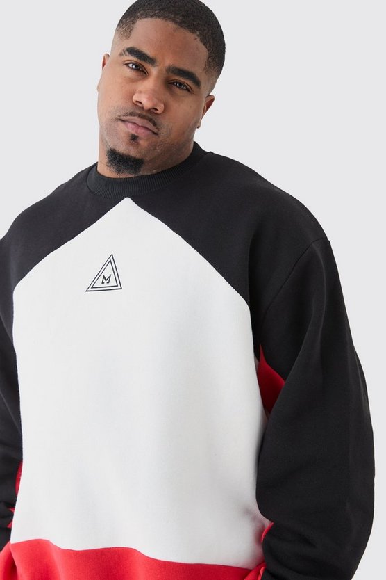 Plus Oversize Colorblock Sweatshirt mit Logo