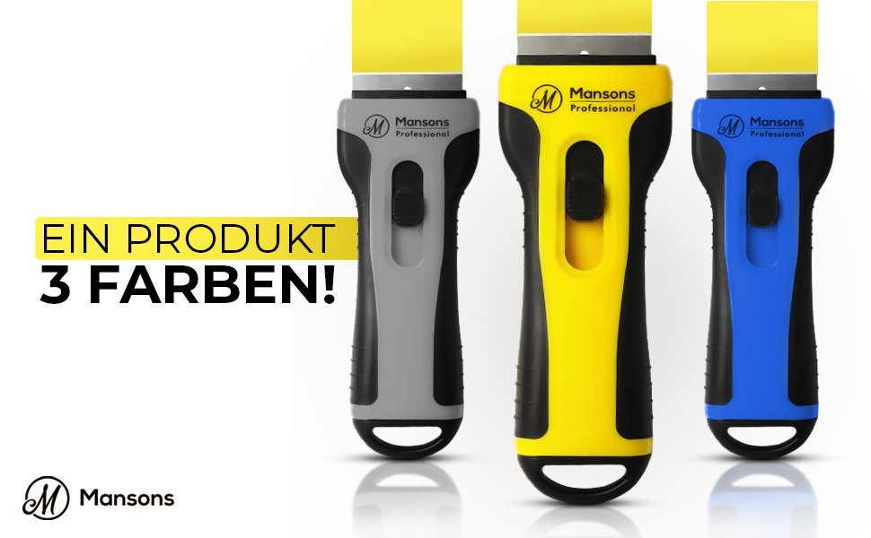 Mansons Glasschaber Ceranfeldschaber mit 15 Klingen Ceran® Schaber für Kochfeld und Backofen, Set mit Aufbewahrungsbeutel