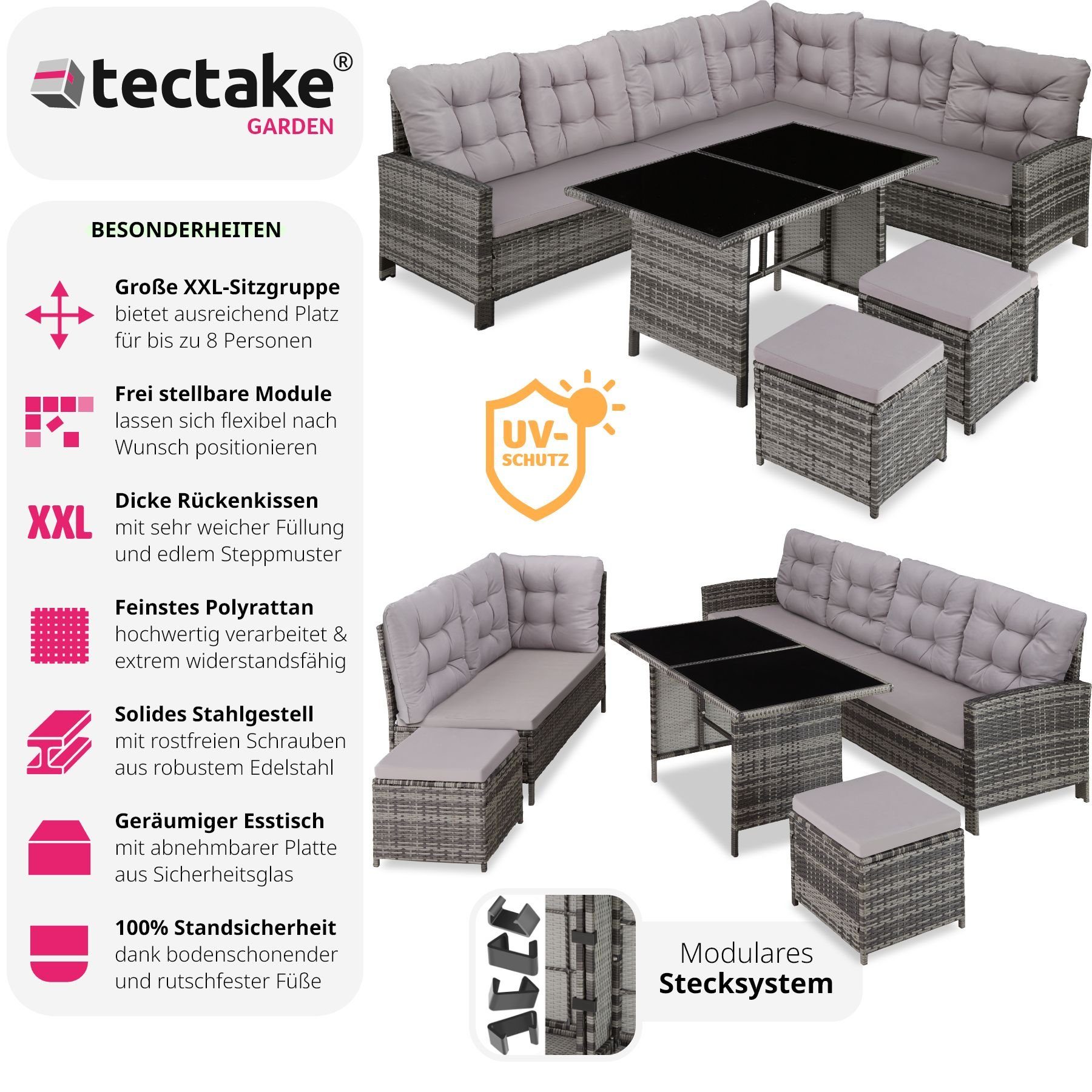 tectake Loungeset Barletta, (Set, 6-tlg)