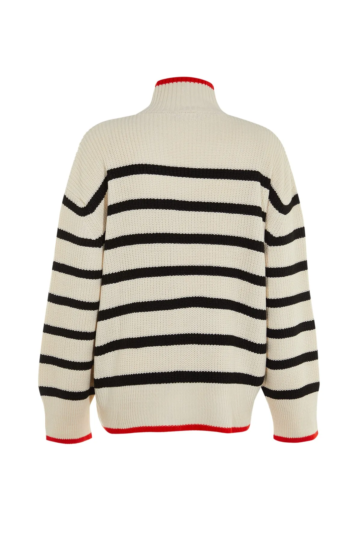 Trendyol Collection  Gestreifter Strickpullover mit breitem Muster in Ecru TWOAW23KZ01446