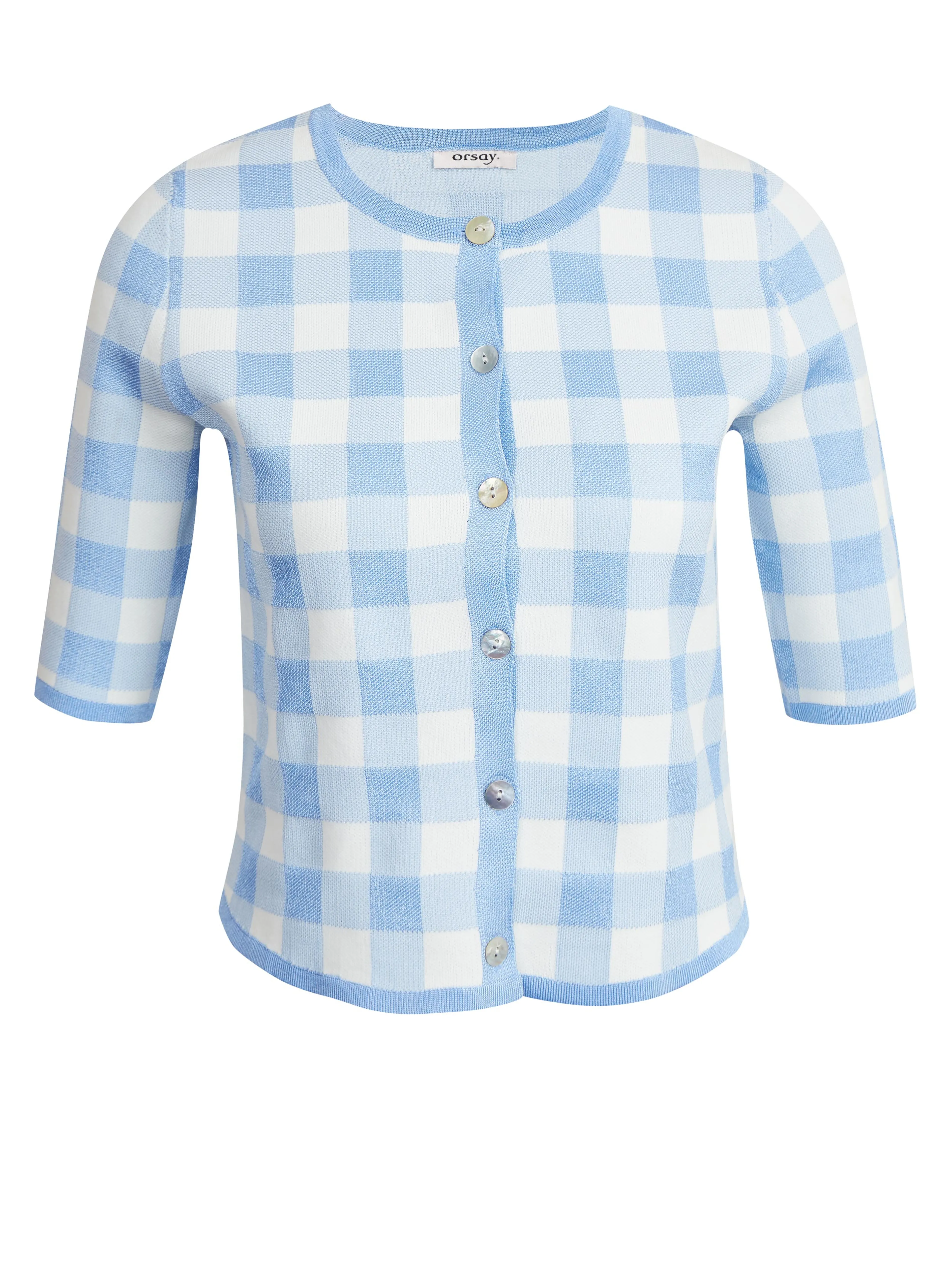 Hellblau karierte Damen Cardigan ORSAY
