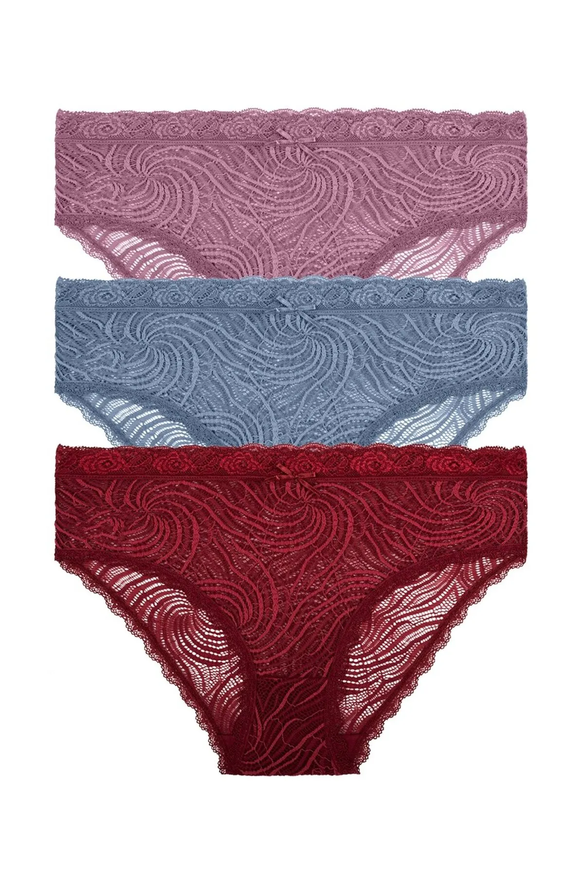 SUWEN  3-teiliges Slip-Höschen mit hoher Taille und Spitze