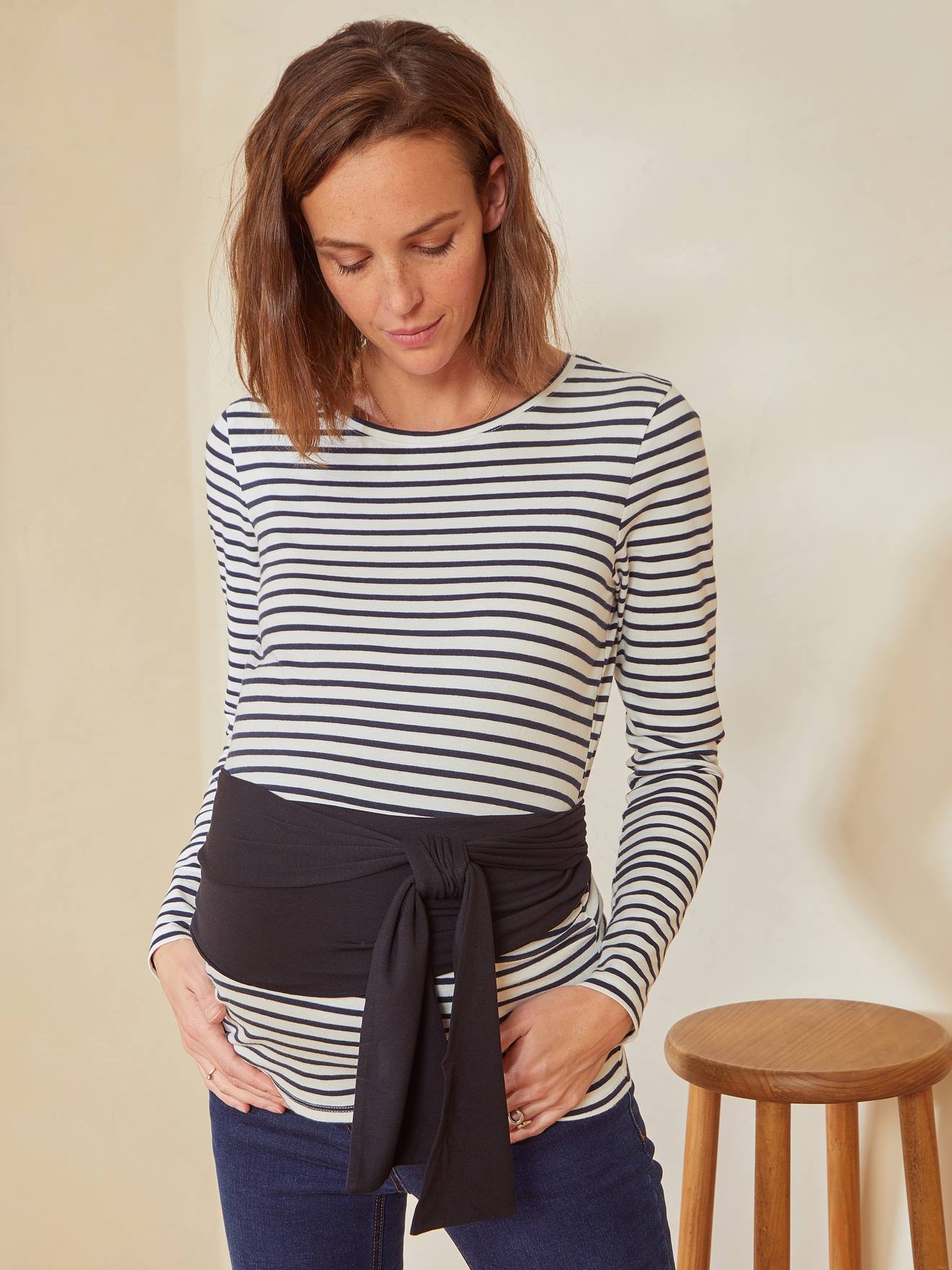 Ceinture maternité en maille à nouer noir