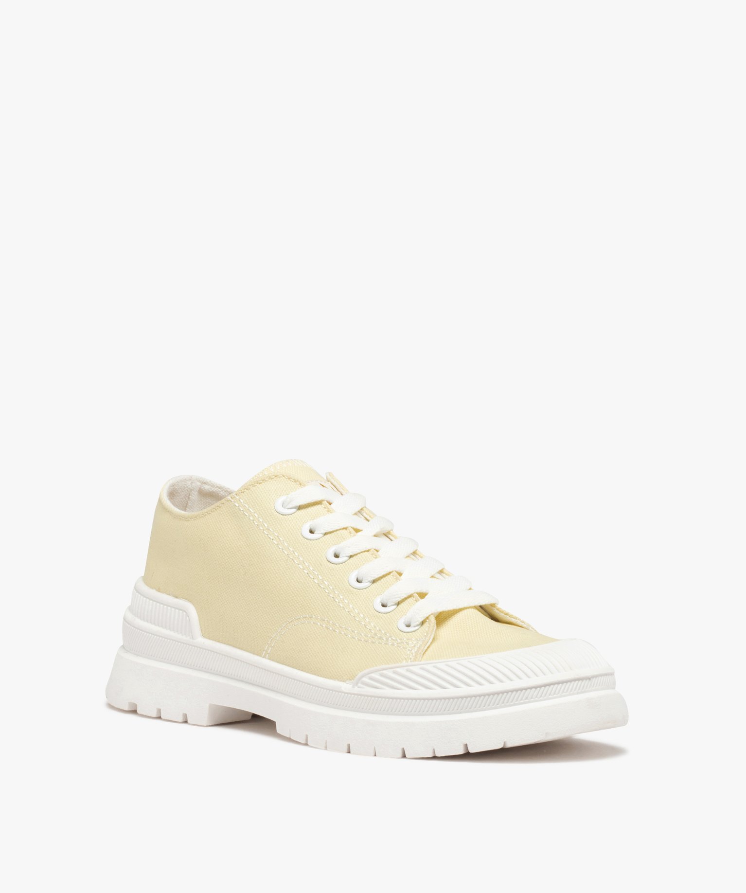 Baskets femme crantées en toile unie – Banana Moon jaune | GEMO