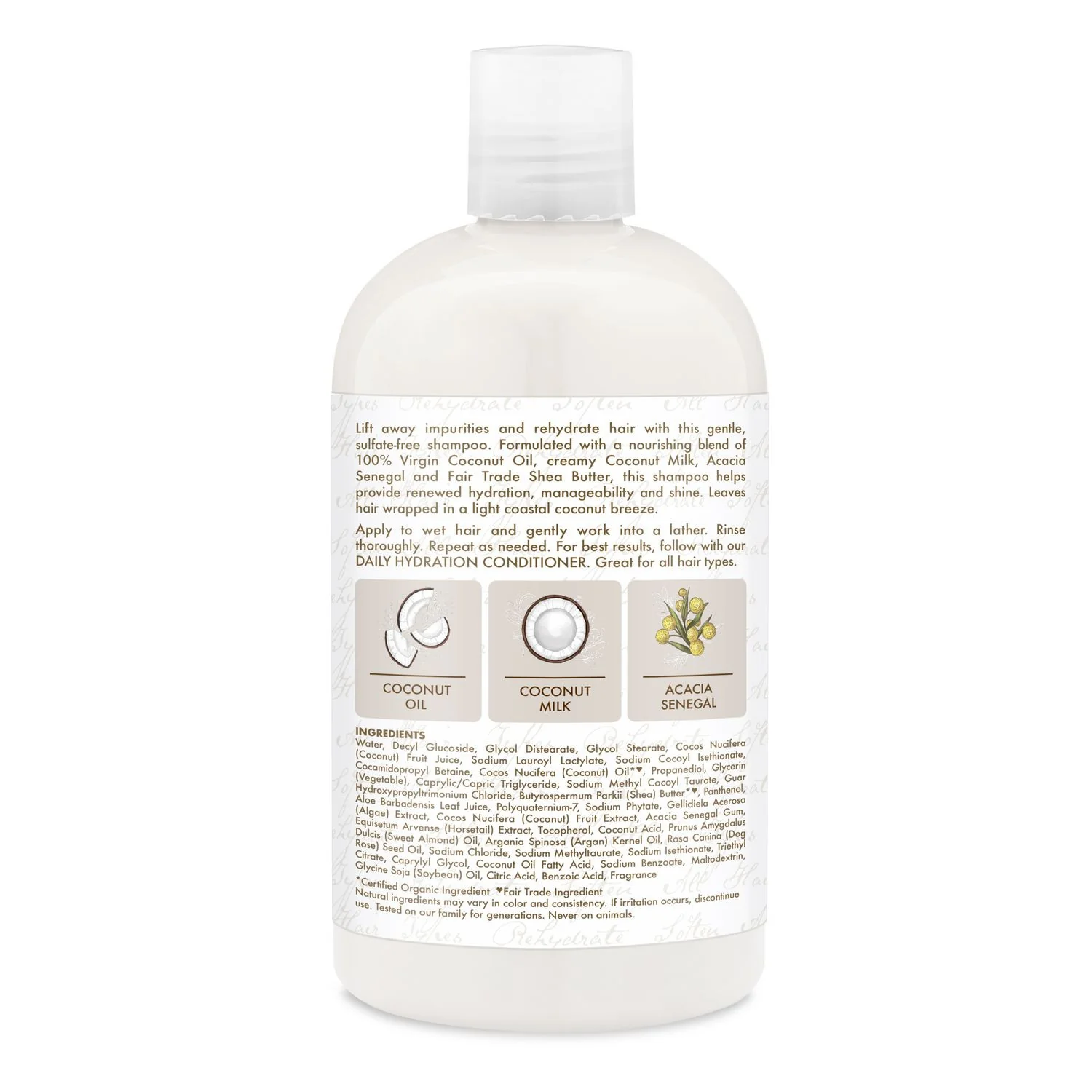 Shampoing hydratant quotidien à l'huile de coco vierge à 100 % - Shampoing à usage fréquent