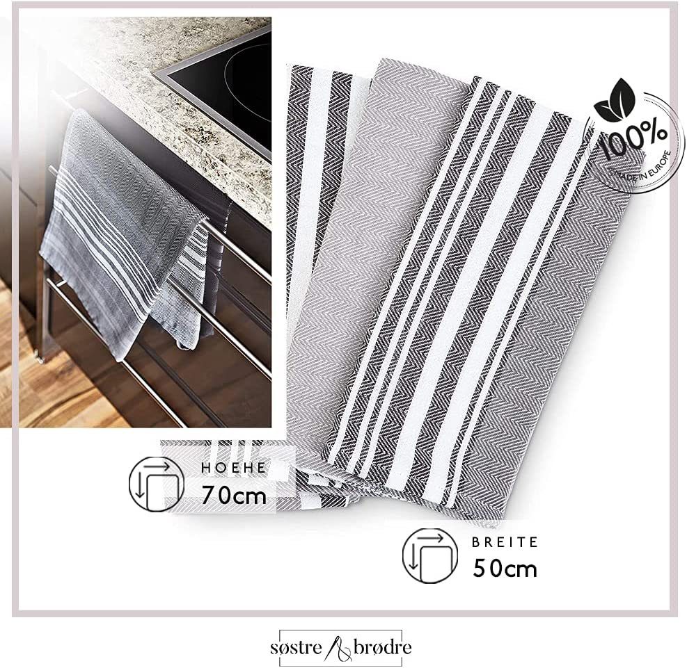 søstre & brødre Geschirrtuch 4er Set Küchentücher im modernen Elements-Design, 50 x 70 cm, 100% Baumwolle, Made in EU, (Spar-Set, 4-tlg., 4), Verschiedene Designs, Jacquardgewebe, 4er Set, 2er Set