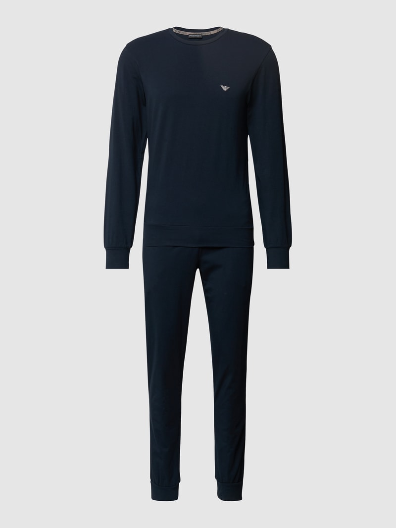 Pyjama mit Label-Details in marineblau